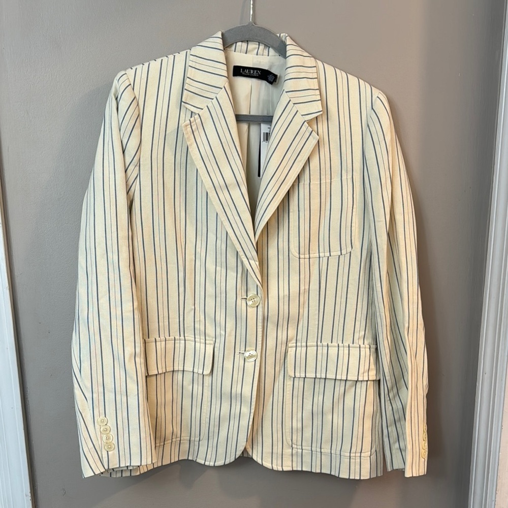 NWT Lauren Ralph Lauren Women's Striped Cream Blazer